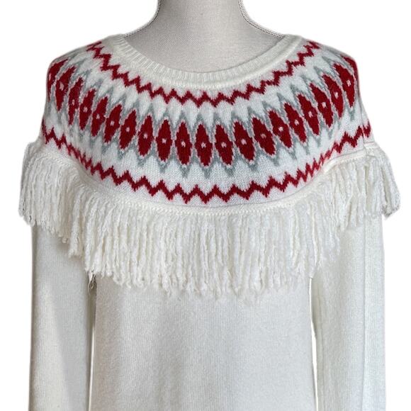Loft Lounge Women’s Fare Isle And Fringe / Tassel Sweater - Picture 1 of 9